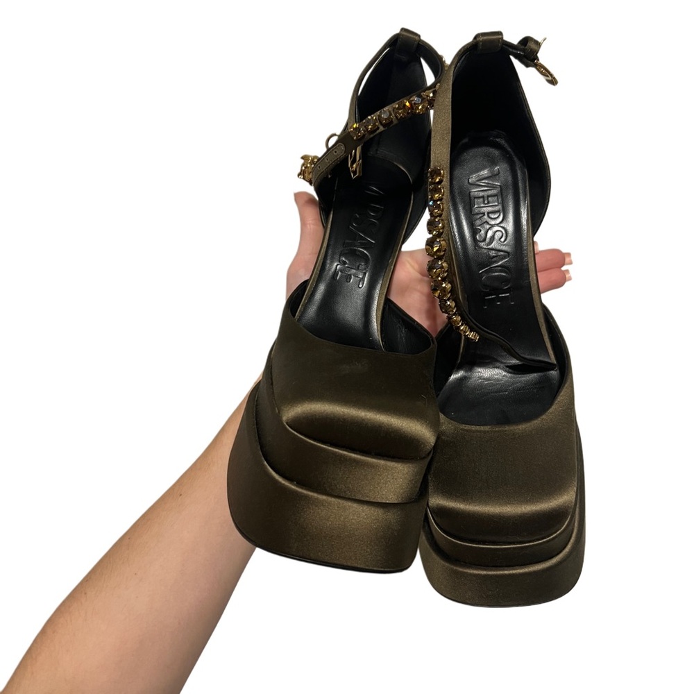 Versace Women's Platform Heels - Olive